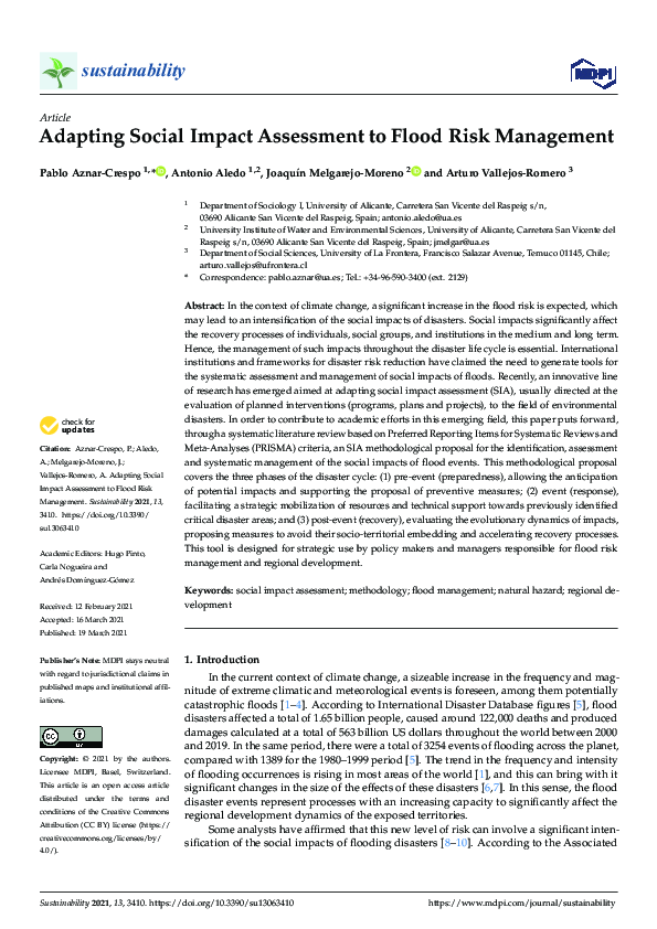 (PDF) Adapting Social Impact Assessment to Flood Risk Management