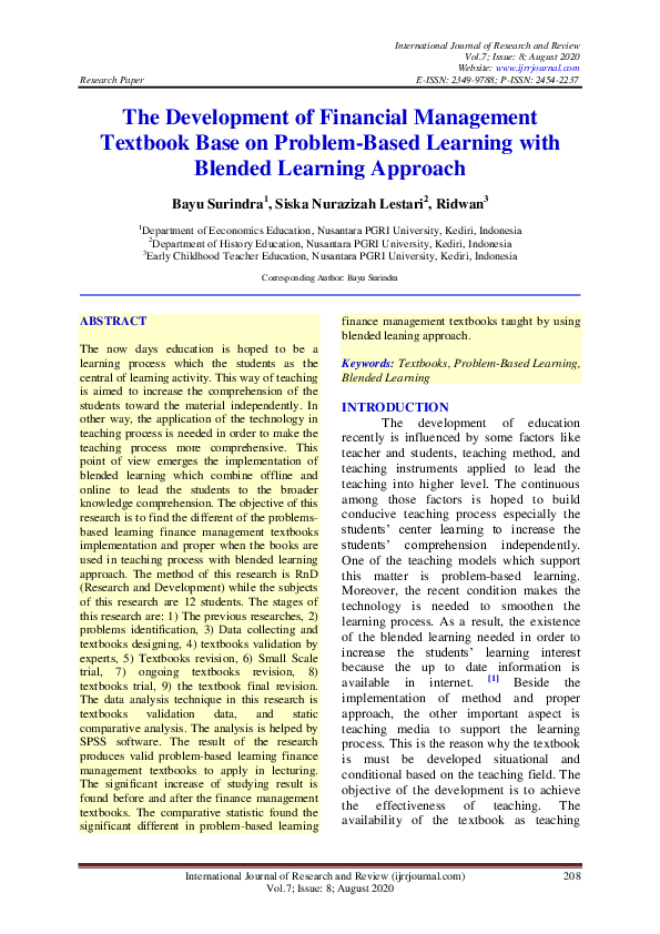 (PDF) The Development of Financial Management Textbook Base on Problem ...