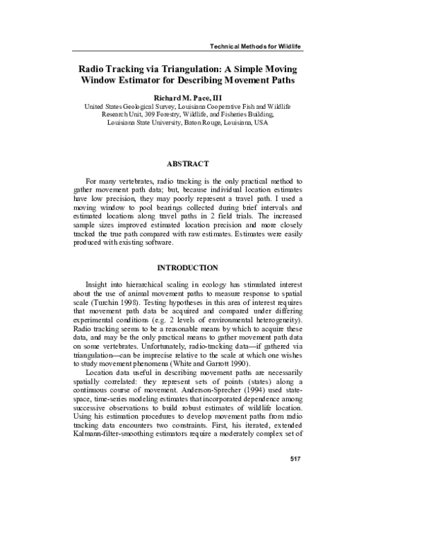 (PDF) Radio Tracking via Triangulation: A Simple Moving Window ...