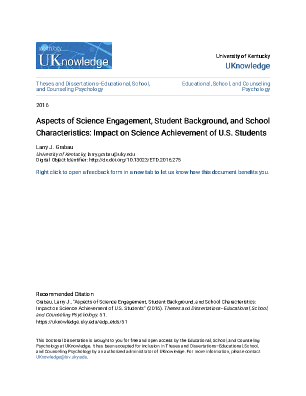 (PDF) Aspects of Science Engagement, Student Background, and School ...