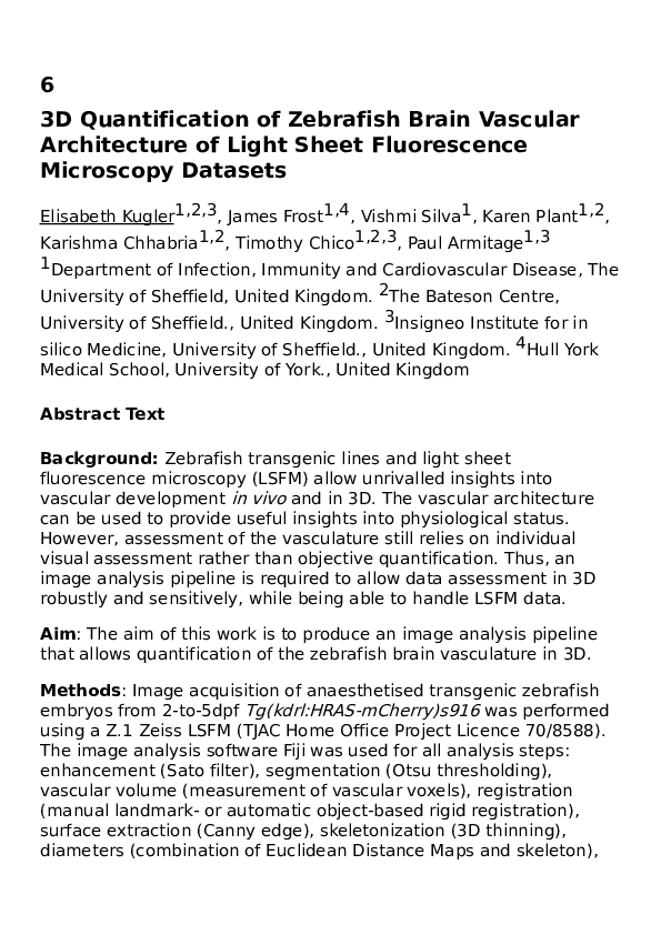 (PDF) 3D Quantification of Zebrafish Brain Vascular Architecture of