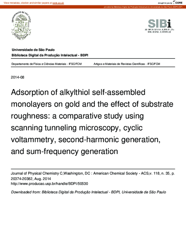 (PDF) Adsorption of Alkylthiol Self-Assembled Monolayers on Gold and ...