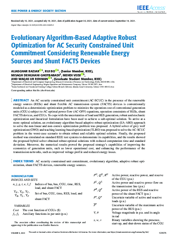 (PDF) Evolutionary Algorithm-Based Adaptive Robust Optimization for AC ...