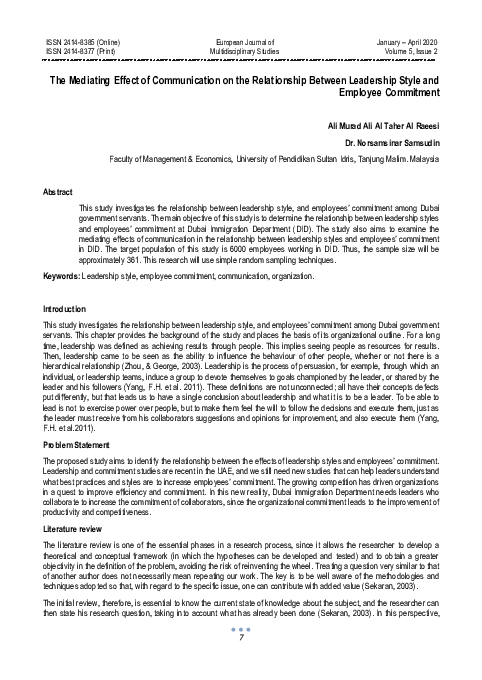 (PDF) The Mediating Effect of Communication on the Relationship Between ...
