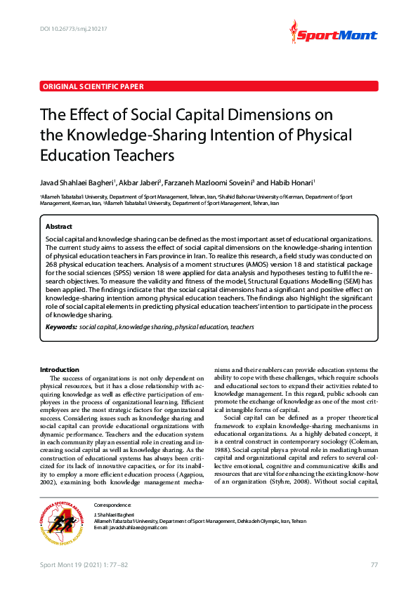(PDF) The Effect of Social Capital Dimensions on the Knowledge-Sharing ...