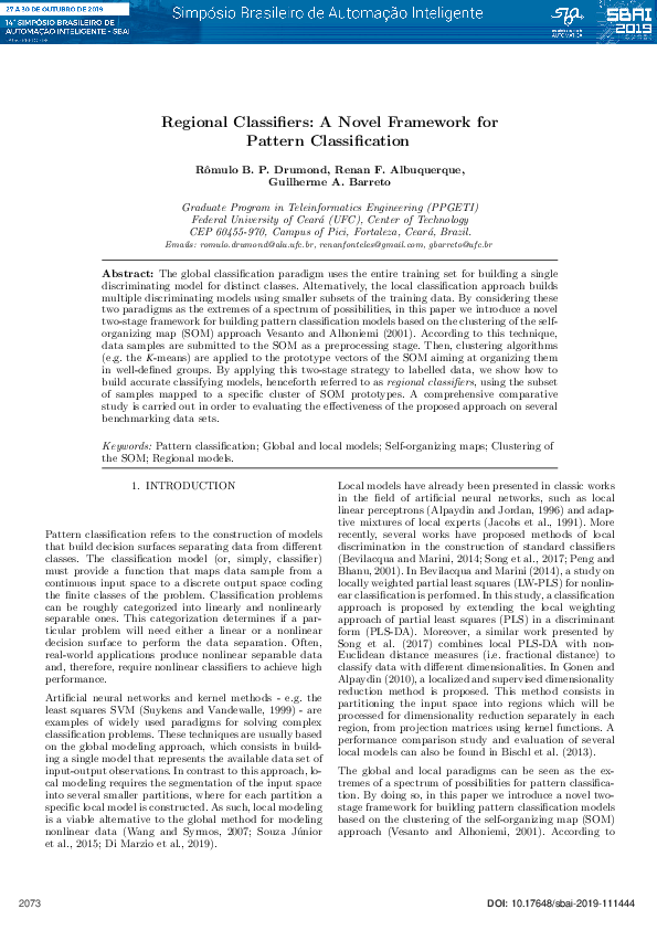 (PDF) Regional Classifiers: A Novel Framework for Pattern Classification