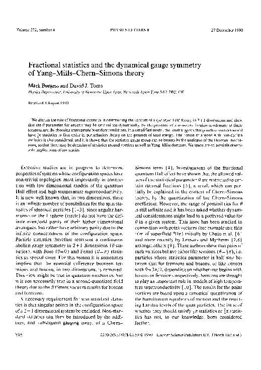(PDF) Fractional statistics and the dynamical gauge symmetry of Yang ...