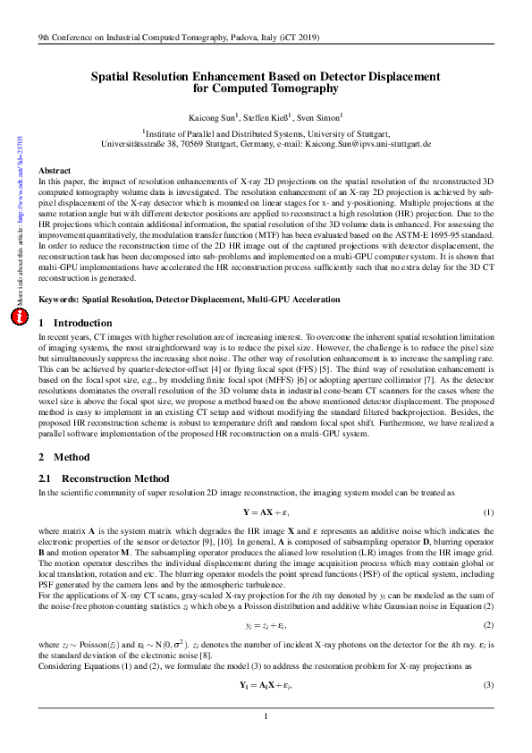 (PDF) Spatial Resolution Enhancement Based on Detector Displacement for ...