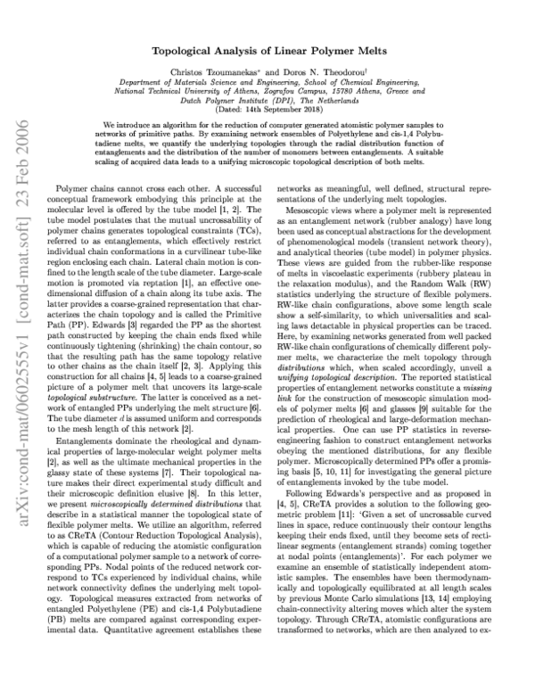(PDF) Topological Analysis of Linear Polymer Melts