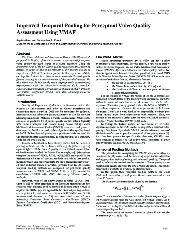 (PDF) Improved Temporal Pooling for Perceptual Video Quality Assessment ...