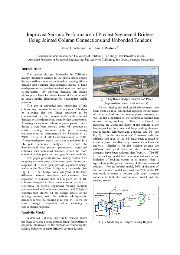 (PDF) Improved Seismic Performance of Precast Segmental Bridges Using ...