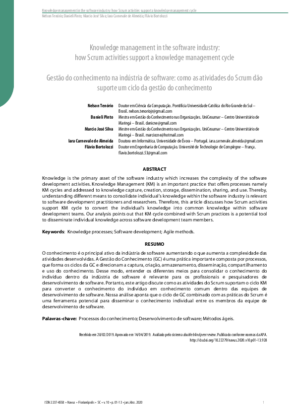(PDF) Knowledge management in the software industry:how Scrum ...