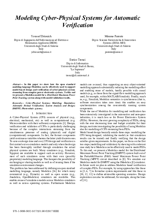 (PDF) Modeling cyber-physical systems for automatic verification