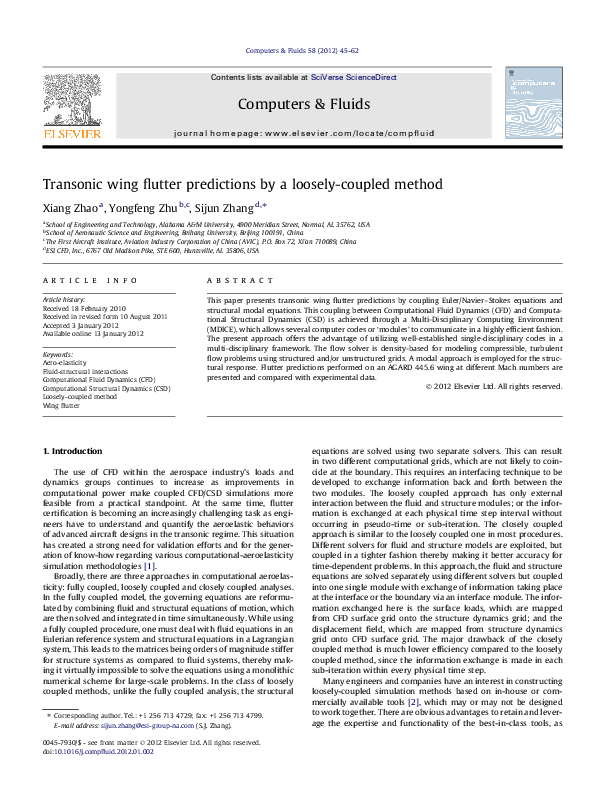 (PDF) Transonic wing flutter predictions by a loosely-coupled method