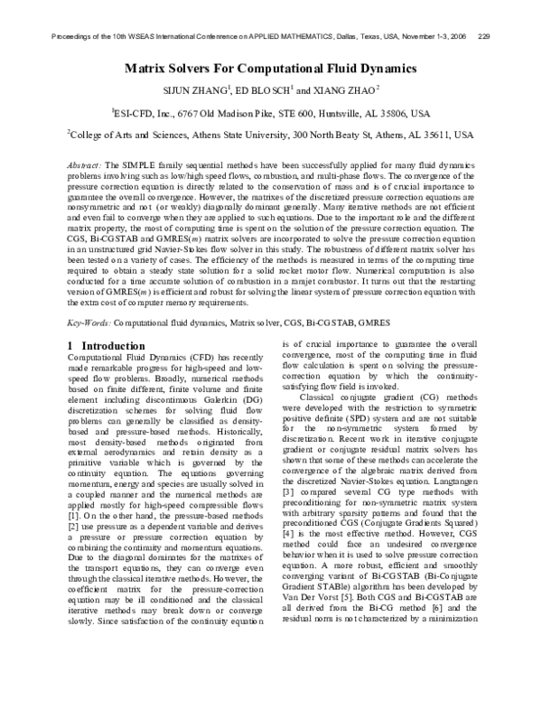 (PDF) Matrix Solvers For Computational Fluid Dynamics