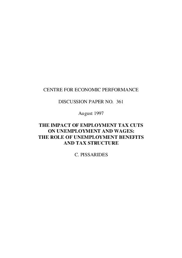 (PDF) The impact of employment tax cuts on unemployment and wages; the ...