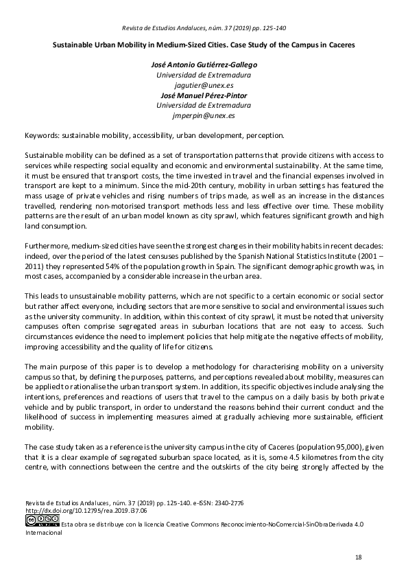 (PDF) Sustainable Urban Mobility in Medium-Sized Cities. Case Study of ...