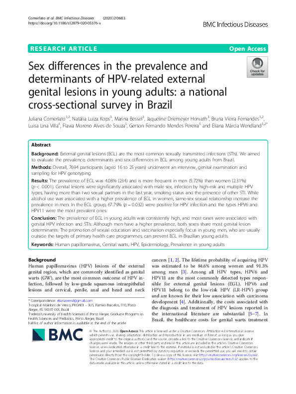 (PDF) Sex differences in the prevalence and determinants of HPV-related ...