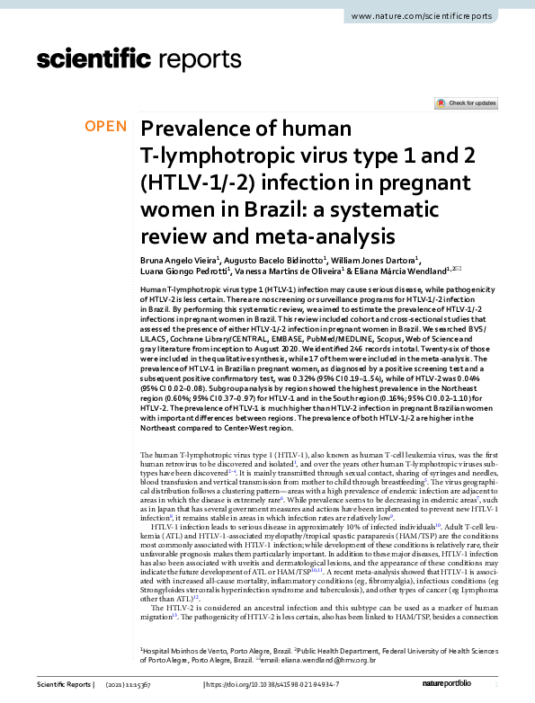 (PDF) Prevalence of human T-lymphotropic virus type 1 and 2 (HTLV-1/-2 ...