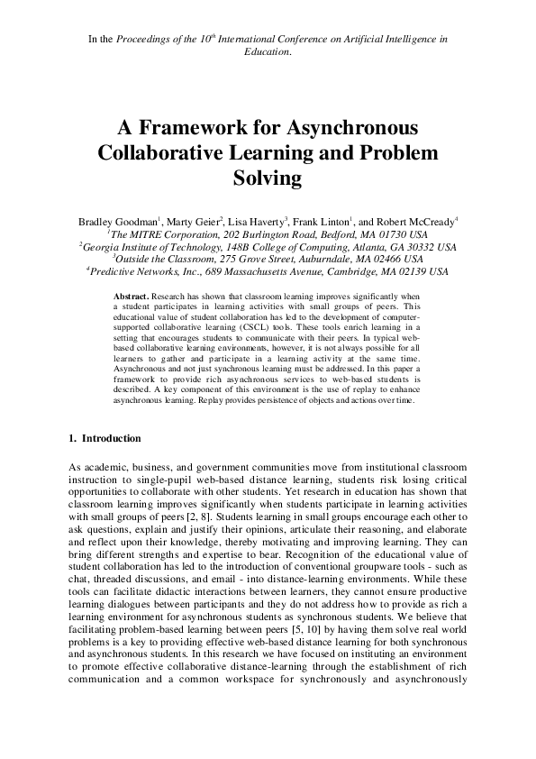 (PDF) A Framework for Asynchronous Collaborative Learning and Problem ...