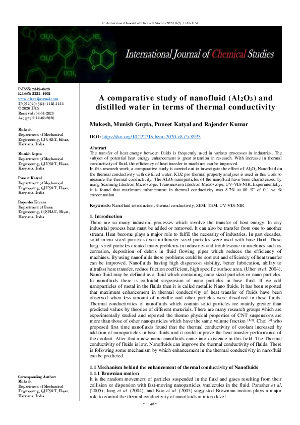 (PDF) A comparative study of nanofluid (Al2O3) and distilled water in ...
