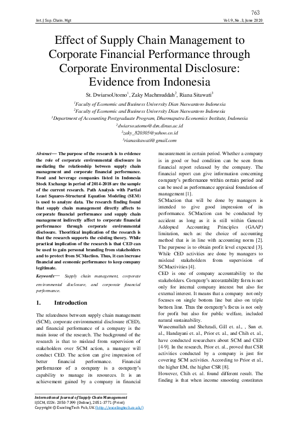 (PDF) Effect of Supply Chain Management to Corporate Financial ...