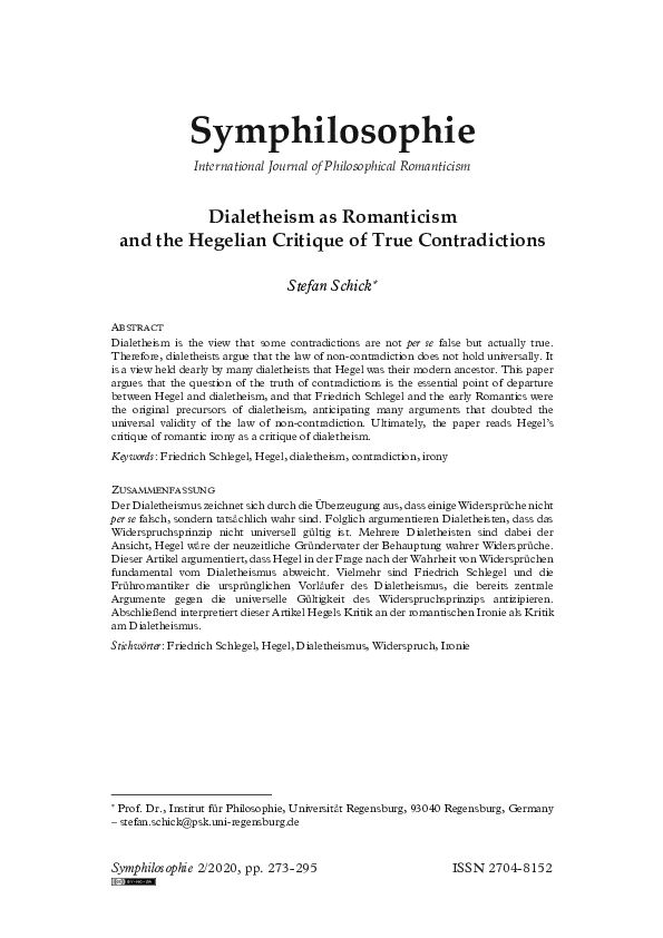 (PDF) Dialetheism as Romanticism and the Hegelian Critique of True ...