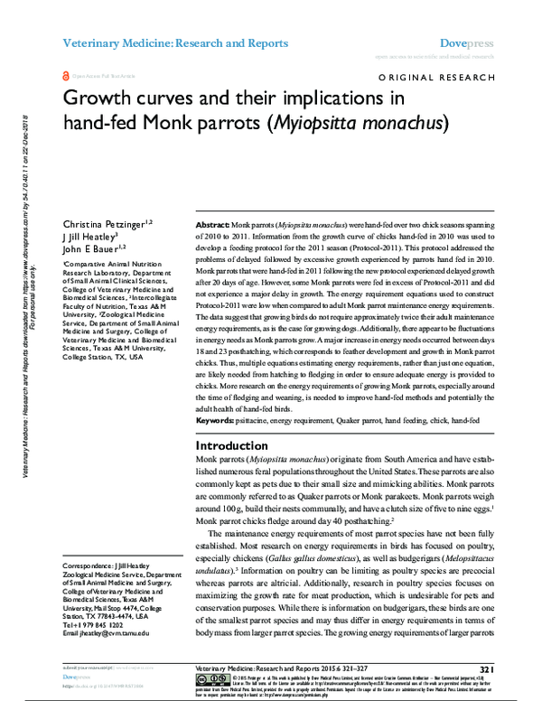 (PDF) Growth curves and their implications in hand-fed Monk parrots ...