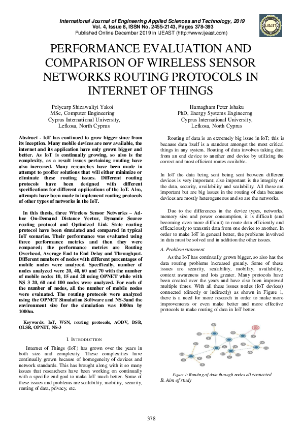 (PDF) Performance Evaluation and Comparison of Wireless Sensor Networks ...