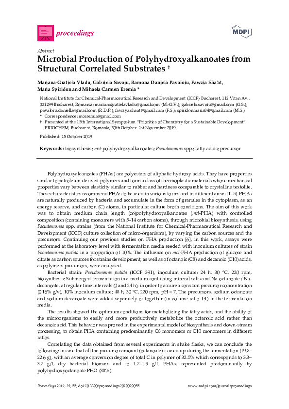 (PDF) Microbial Production of Polyhydroxyalkanoates from Structural ...