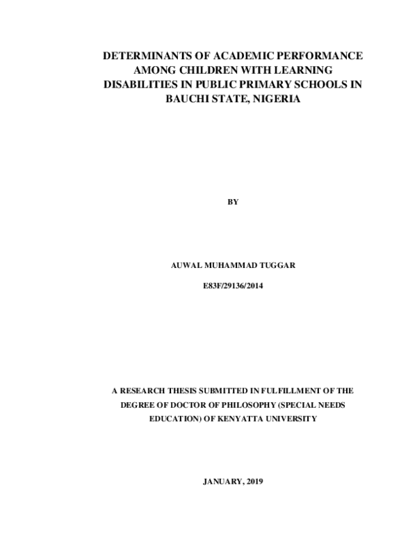 (PDF) Determinants of Academic Performance among Children with Learning ...