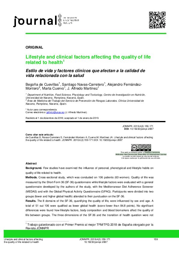 (PDF) Lifestyle and clinical factors affecting the quality of life ...