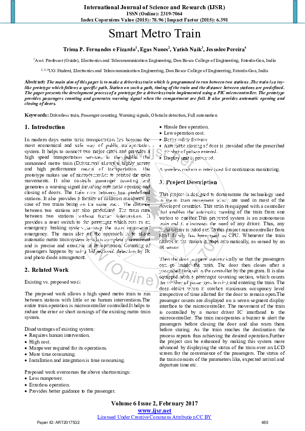 (PDF) Smart Metro Train