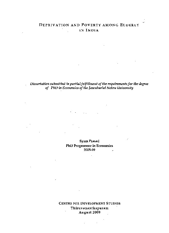 (PDF) Deprivation and poverty among elderly in India
