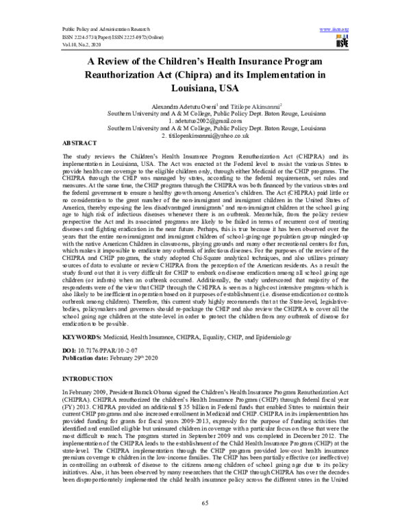 (PDF) A Review of the Children’s Health Insurance Program