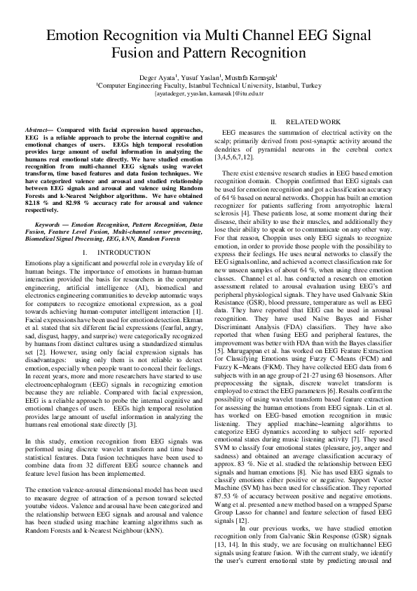 (PDF) Emotion Recognition via Multi Channel EEG Signal Fusion and ...
