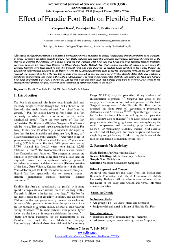 (PDF) Effect of Faradic Foot Bath on Flexible Flat Foot