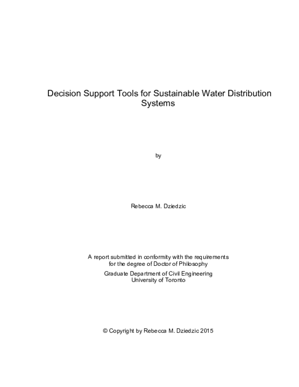 (PDF) Decision Support Tools for Sustainable Water Distribution Systems