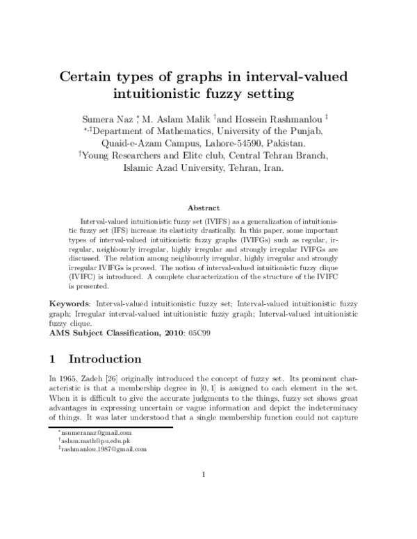 (PDF) Certain Types of Graphs in Interval-Valued Intuitionistic Fuzzy ...