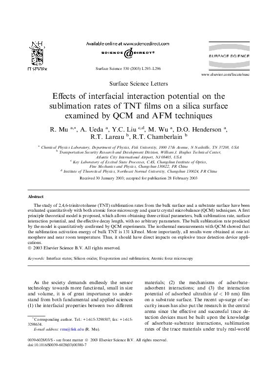 (PDF) Effects of interfacial interaction potential on the sublimation ...