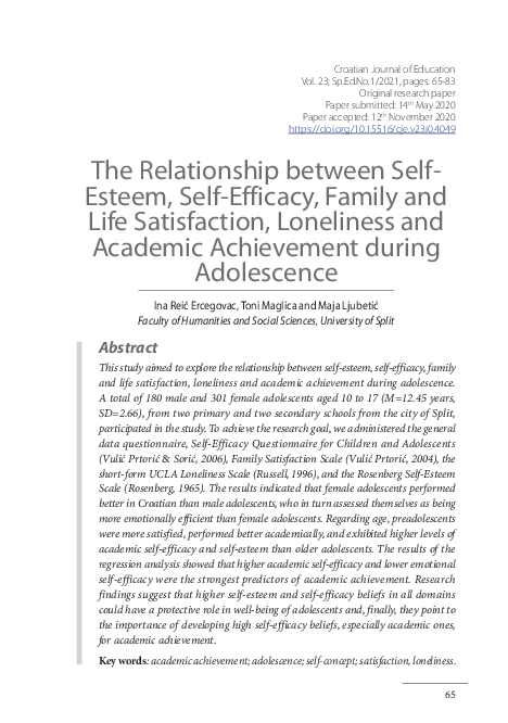 (PDF) The Relationship Between Self-Esteem, Self-Efficacy, Family and ...