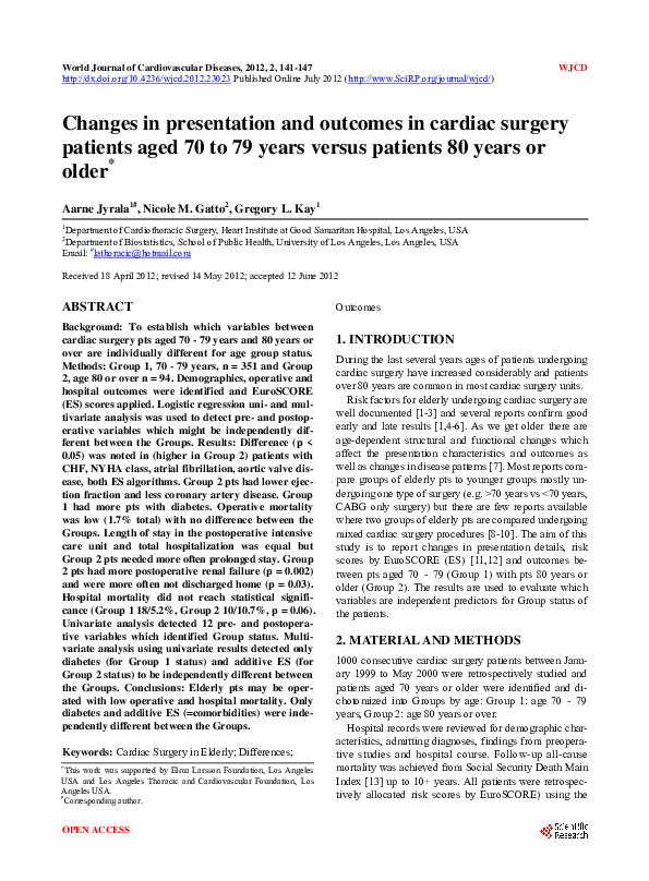 (PDF) Changes in presentation and outcomes in cardiac surgery patients ...
