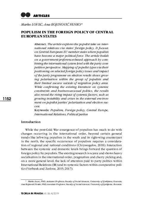 (PDF) Populism in the Foreign Policy of Central European States