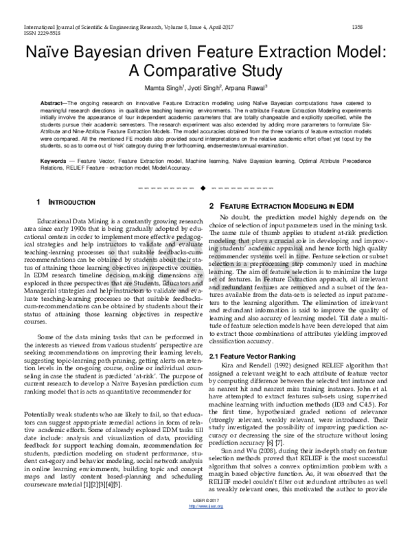 (PDF) Naïve Bayesian driven Feature Extraction Model: A Comparative Study