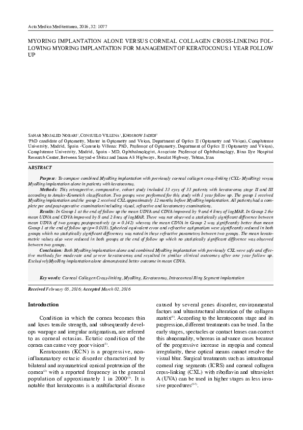 (PDF) Myoring implantation alone versus corneal collagen cross-linking ...