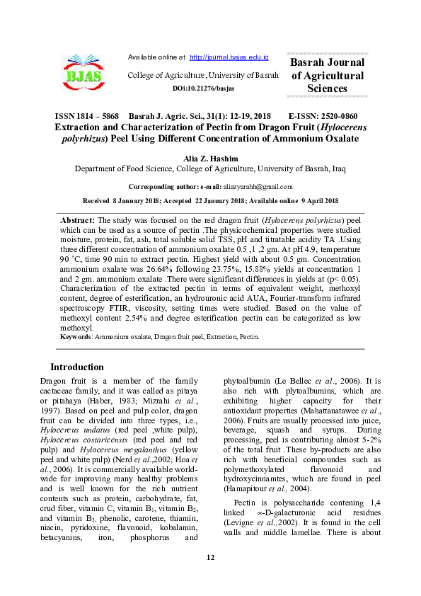 (PDF) Extraction And Characterization of Pectin From Guava Fruit Peel