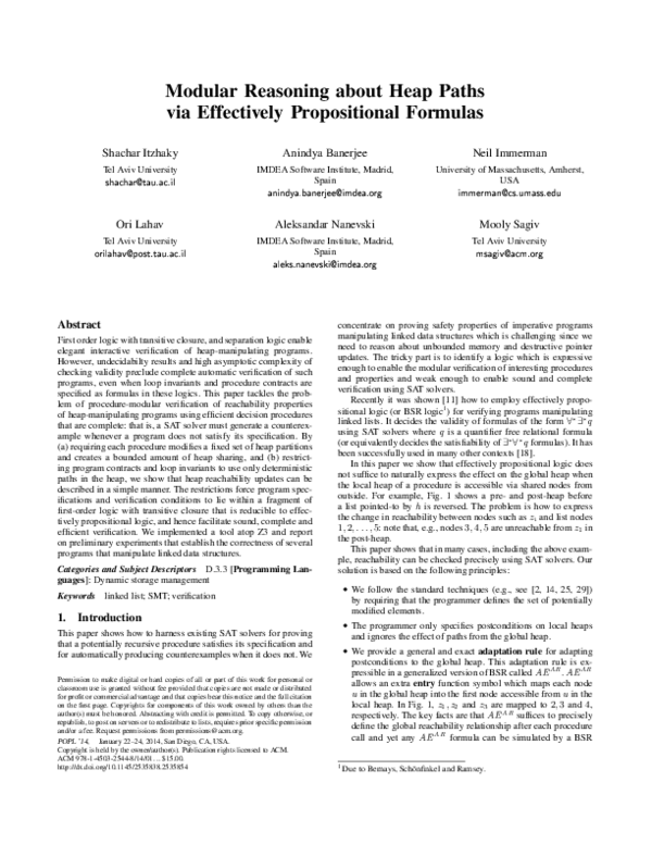 (PDF) Modular reasoning about heap paths via effectively propositional ...