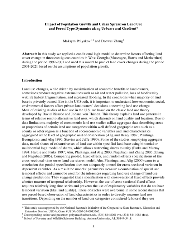 (PDF) Impact of Population Growth and Urban Sprawl on Land Use and ...