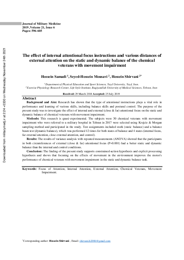 (PDF) The effect of internal attentional focus instructions and various ...