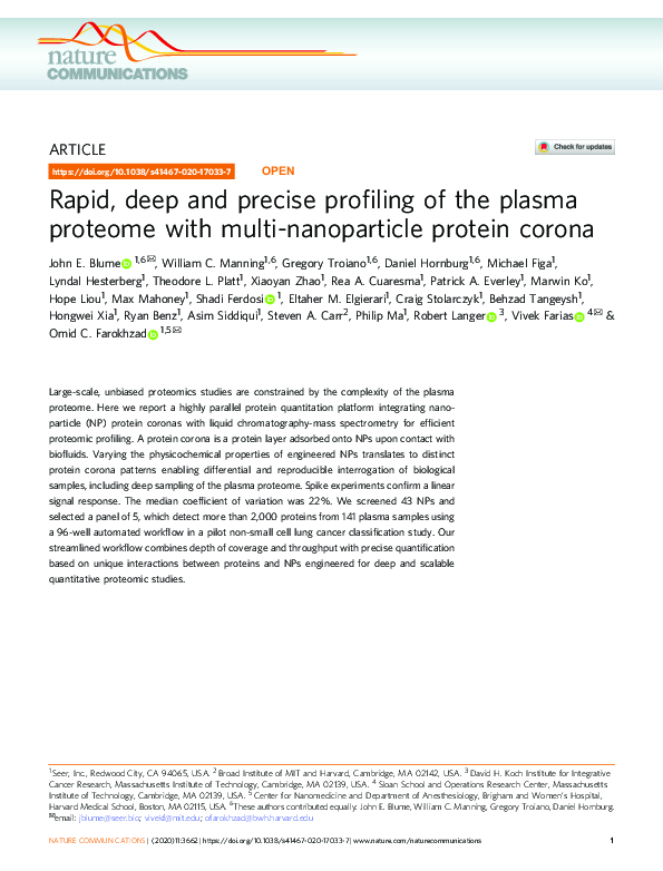 (PDF) Rapid, deep and precise profiling of the plasma proteome with ...